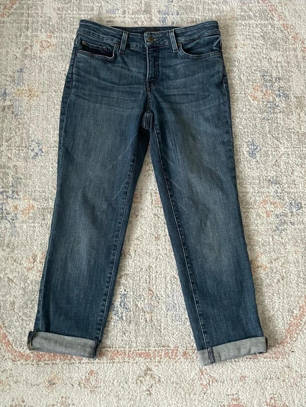 Boyfriend Cuffed Relaxed Fit Jeans in Dark Denim Women's SZ 2